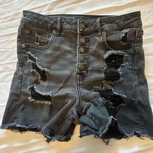American Eagle Distressed Black Denim Shorts